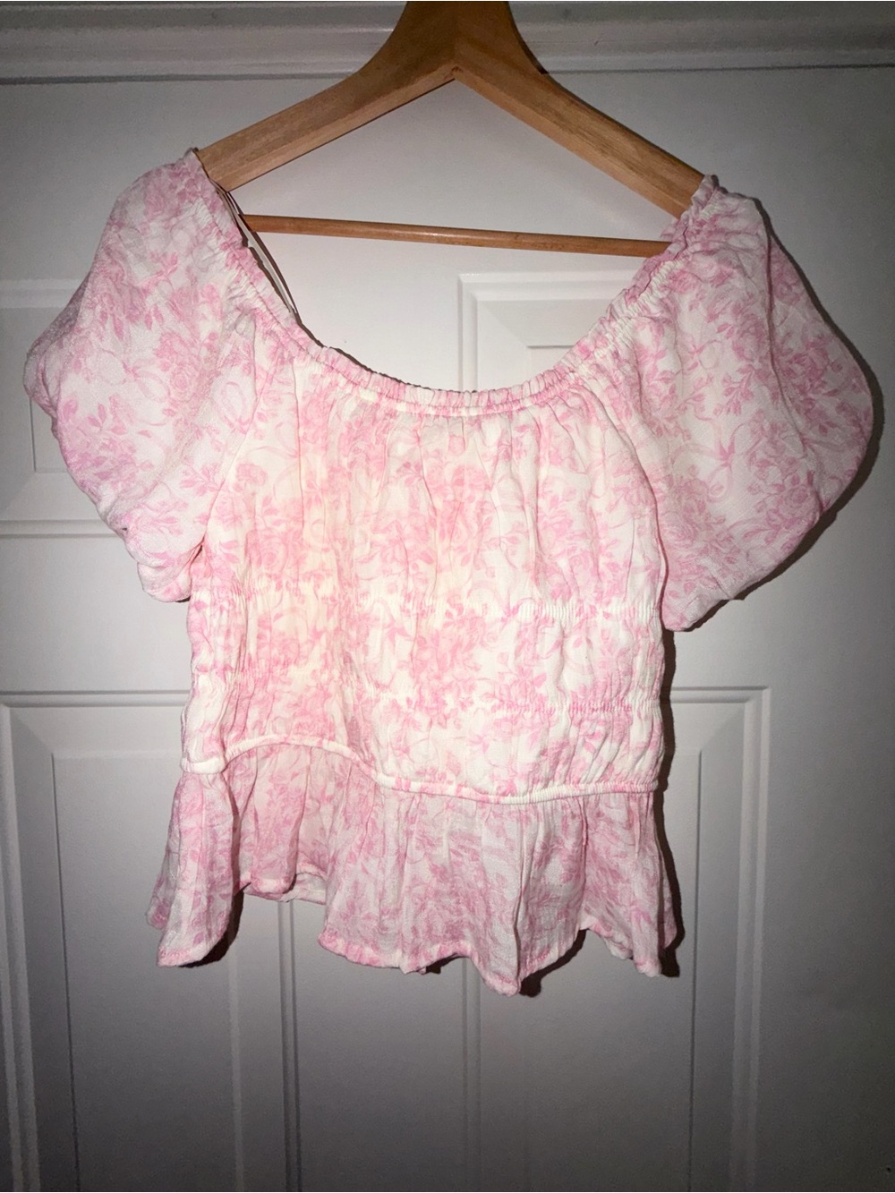 Sincerely Jules cottagecore pink floral peasant peplum blouse M - Picture 6 of 8